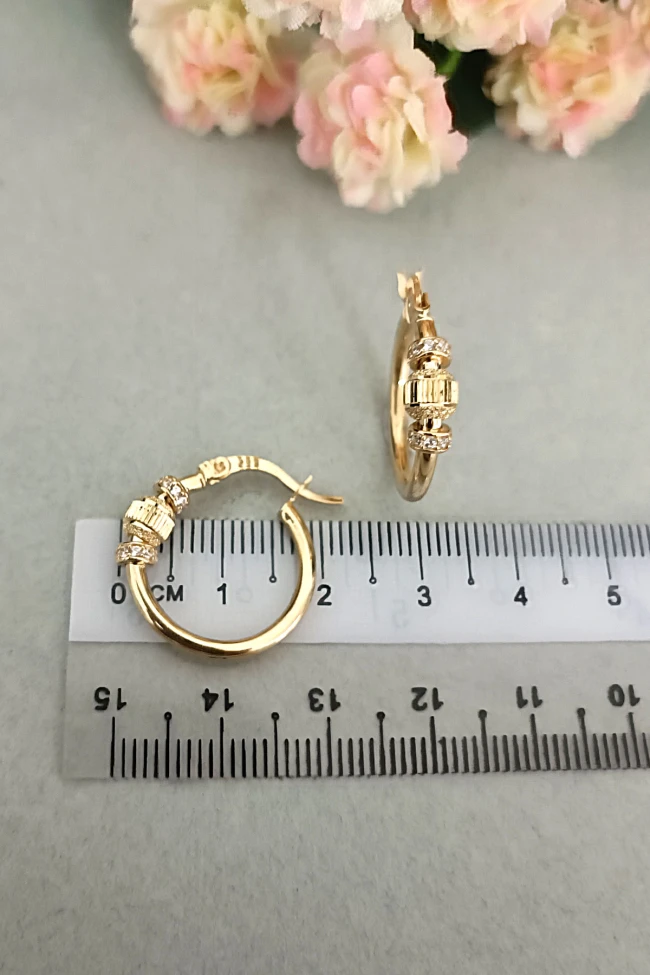 Taş Detaylı Charm Altın Halka Küpe