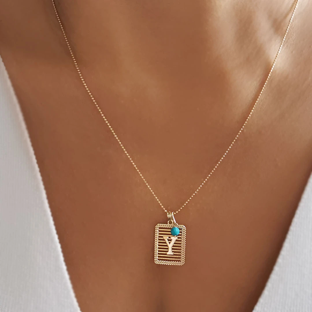 Tasarım Yeni Model Altın Y Harfi Kolye (KLY0494)