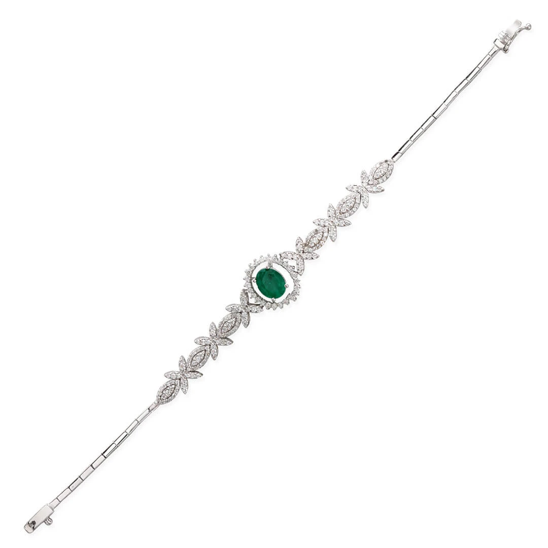 Zümrüt Taşlı Pırlanta Bileklik (TK10496)