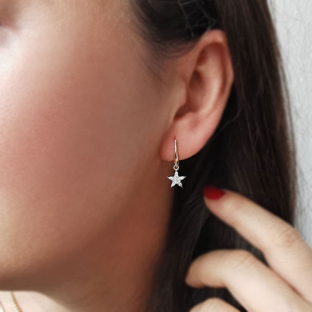 Zirkon Taşlı Altın Yıldız Küpe (KP0319)