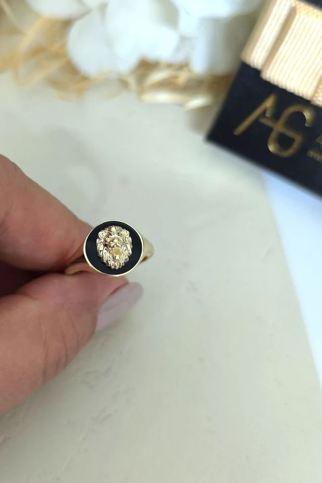 Altın Aslan Model Yuvarlak Yüzük
