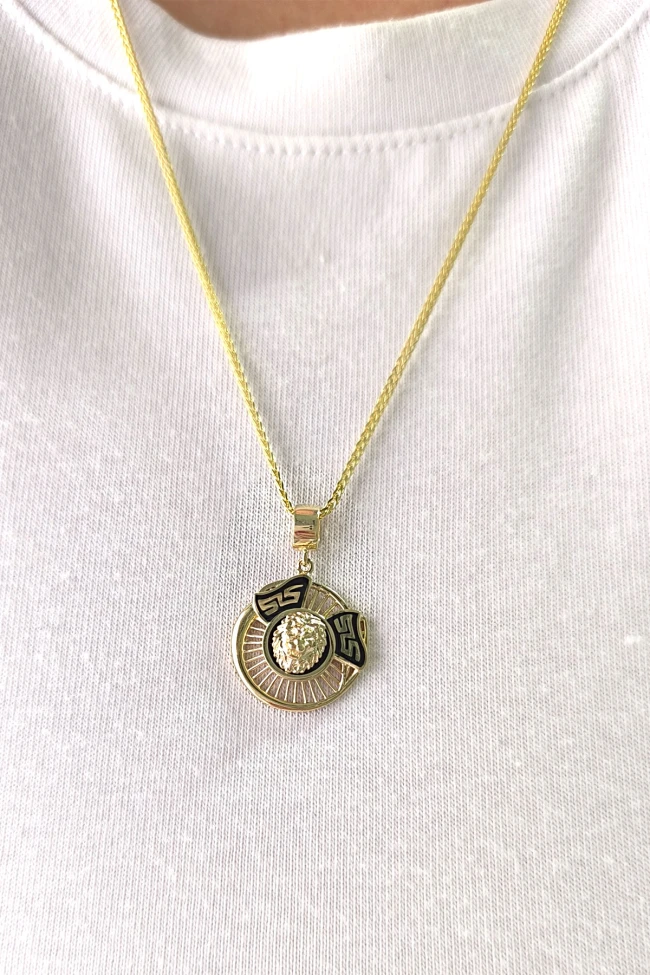 Altın Unisex Taşsız Aslan Kolye