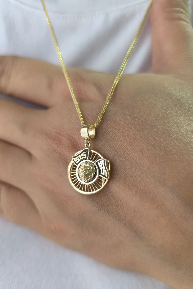 Altın Unisex Taşsız Aslan Kolye