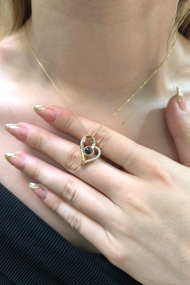 100 Dilde Seni Seviyorum Altın Kalpli Kolye (KLY0298)