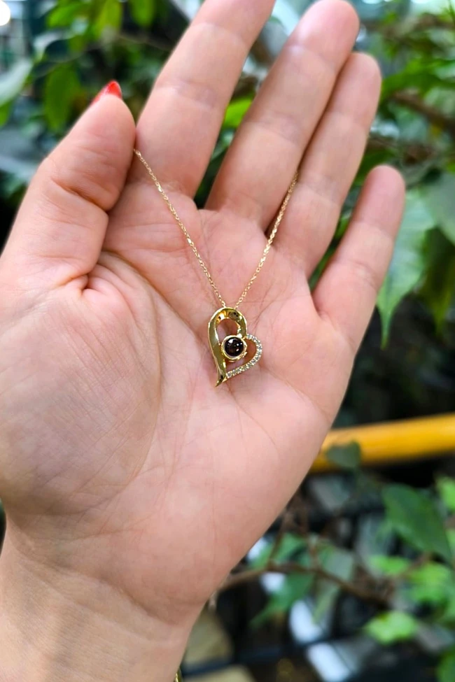 100 Dilde Seni Seviyorum Altın Kalpli Kolye (KLY0298)