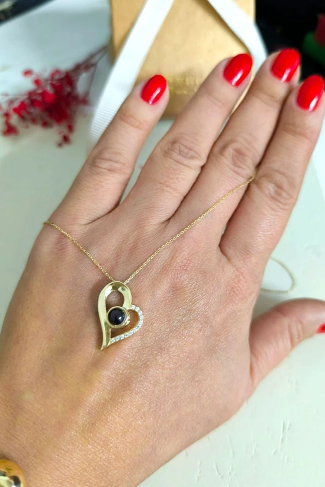 100 Dilde Seni Seviyorum Altın Kalpli Kolye (KLY0298)