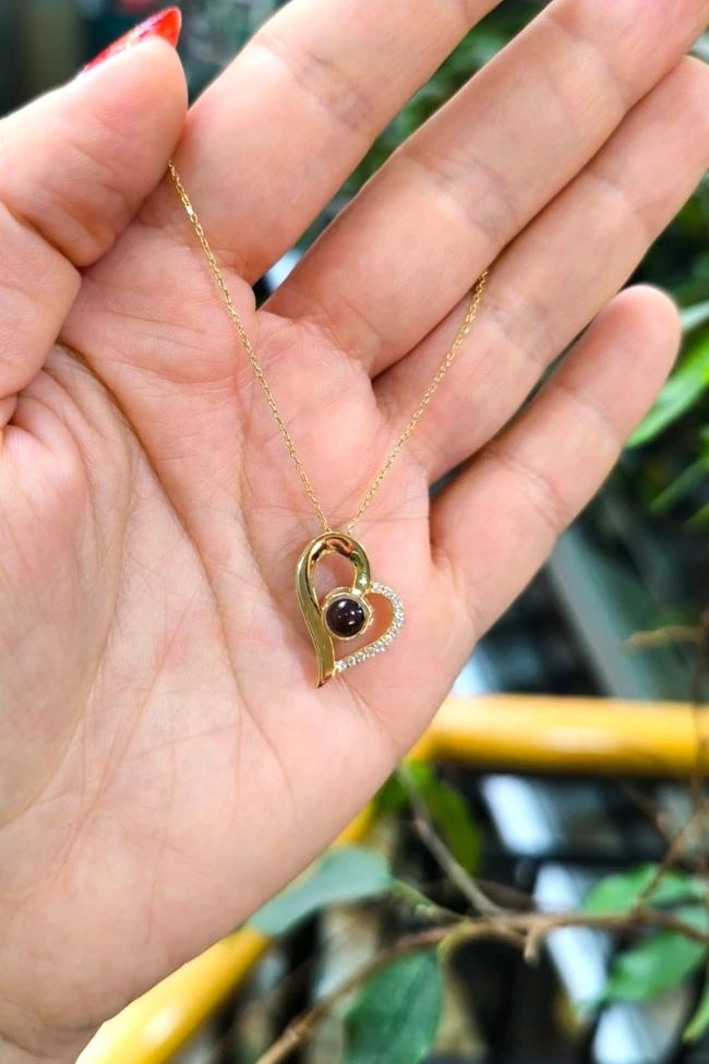 100 Dilde Seni Seviyorum Altın Kalpli Kolye (KLY0298)