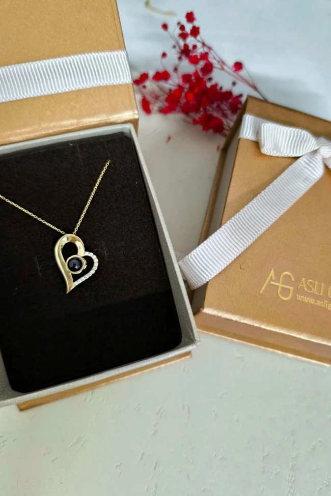 100 Dilde Seni Seviyorum Altın Kalpli Kolye (KLY0298)