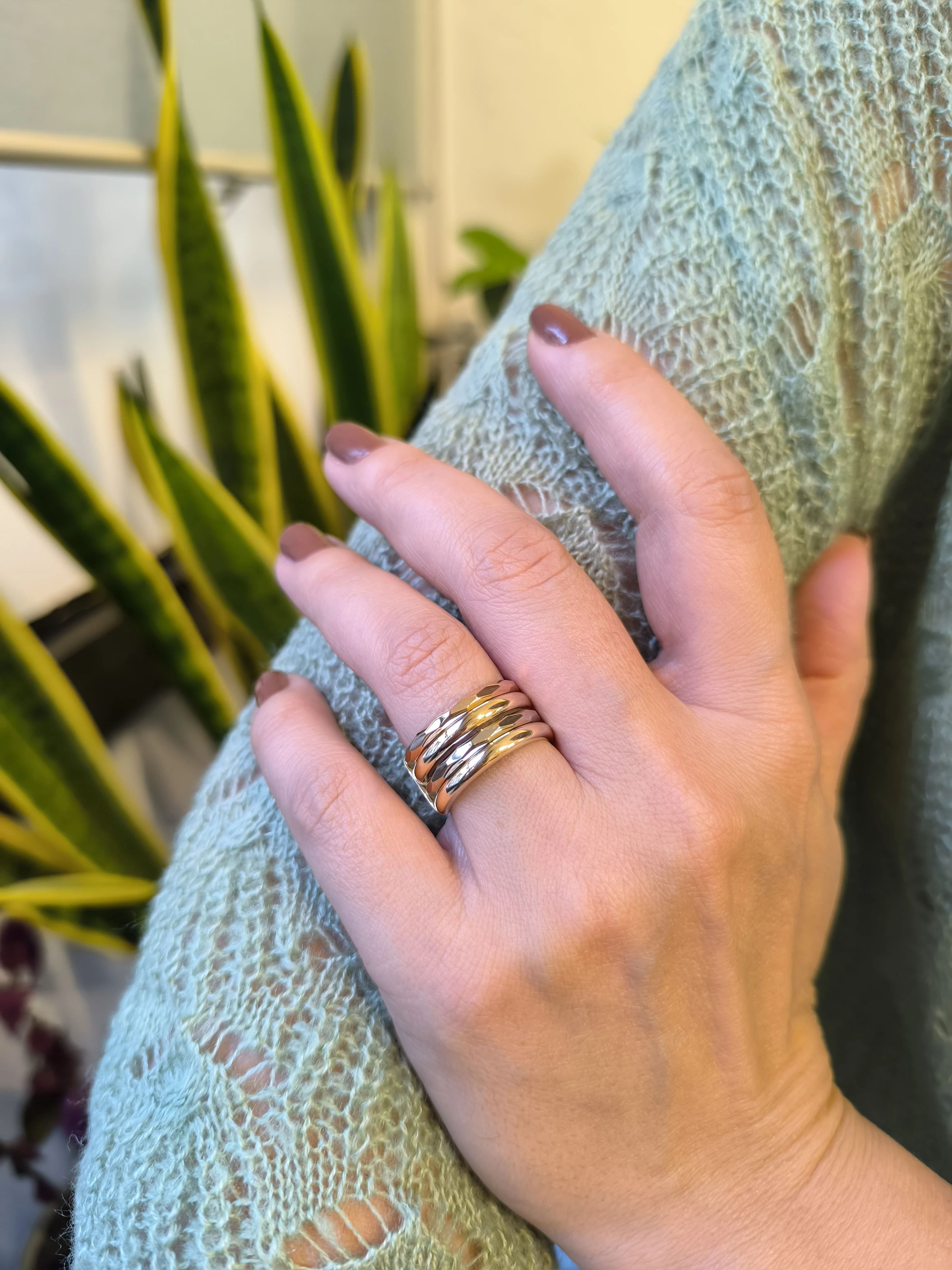 pointless journey FINE RING GOLD Sサイズ Altın Taşsız Üç Renk Günlük Yüzük (YZK1520)