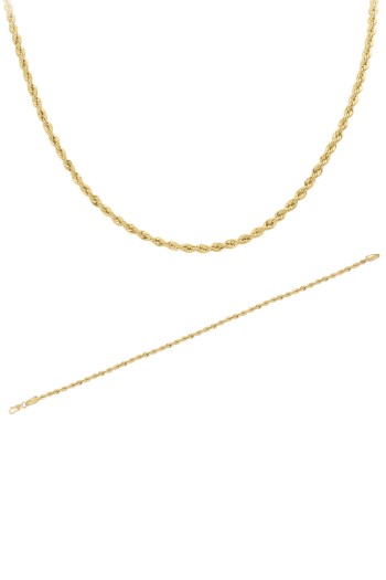 3.5 Mm Altın Halat Zincir Kolye Bileklik Takım
