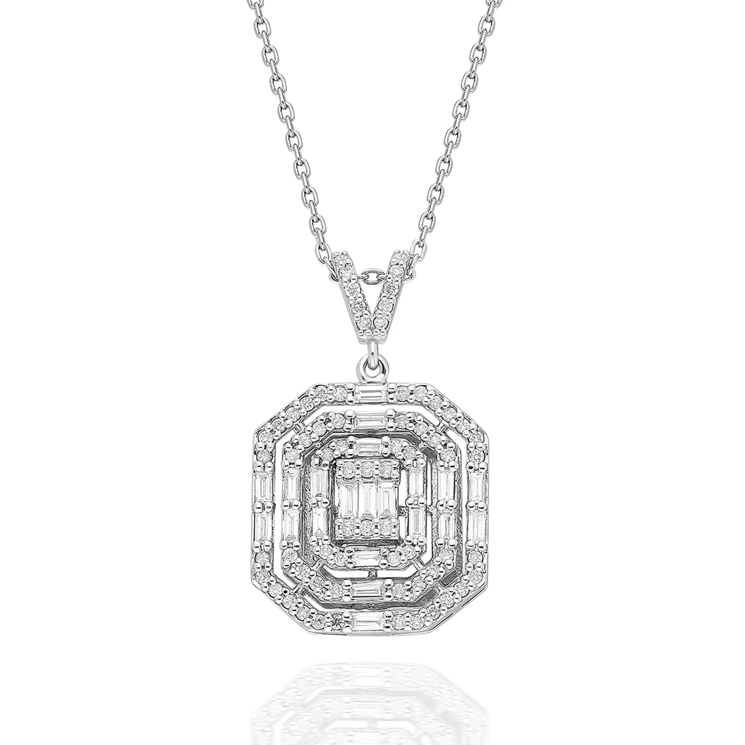 0.60 Ct. Pırlanta Beyaz Altın Baget Kolye (BKL0000242)