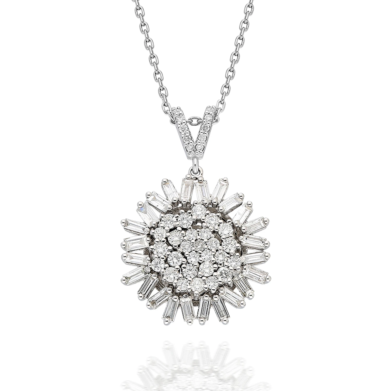 1.08 Ct. Baget Pırlantalı Beyaz Altın Kolye (BKL0000258)