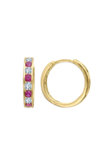 1.3 Cm Renkli Taşlı Altın Çocuk C Küpe