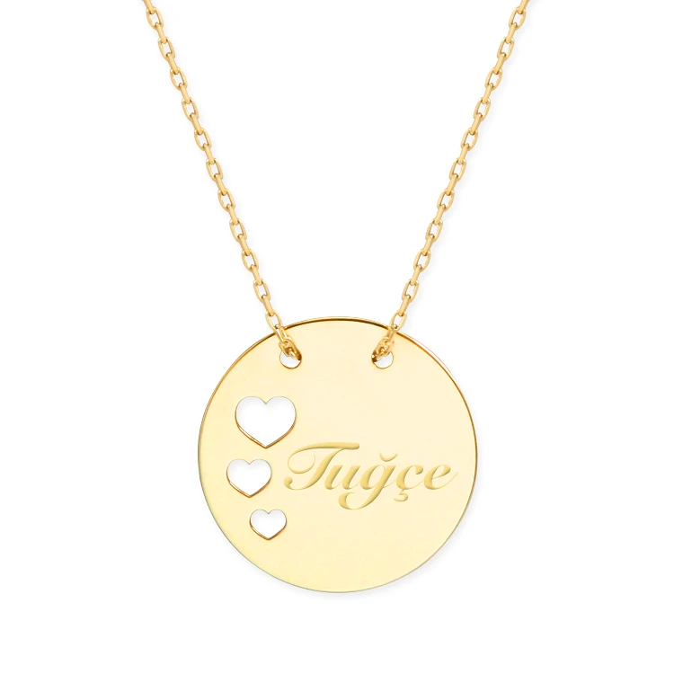 1.5 Cm Altın Plaka Kolye (Serbest Yazı Alanı) (KLY0181)