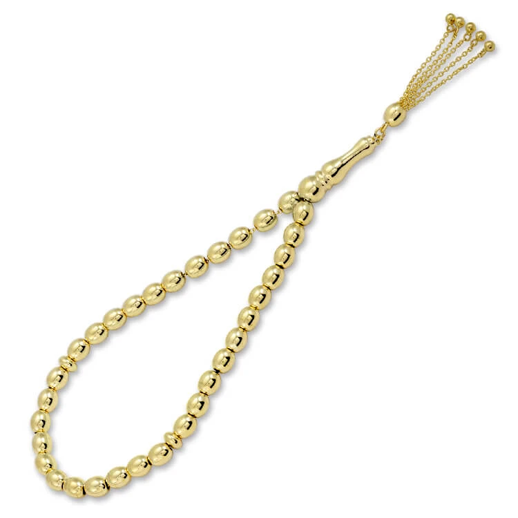 19 Cm Oval Düz Toplu Altın Tespih (TSP0008)