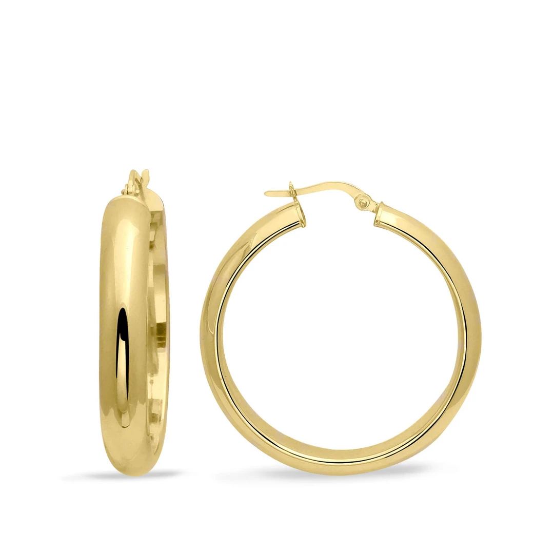 2 Cm Düz Bombe Altın Halka Küpe (KP0236)