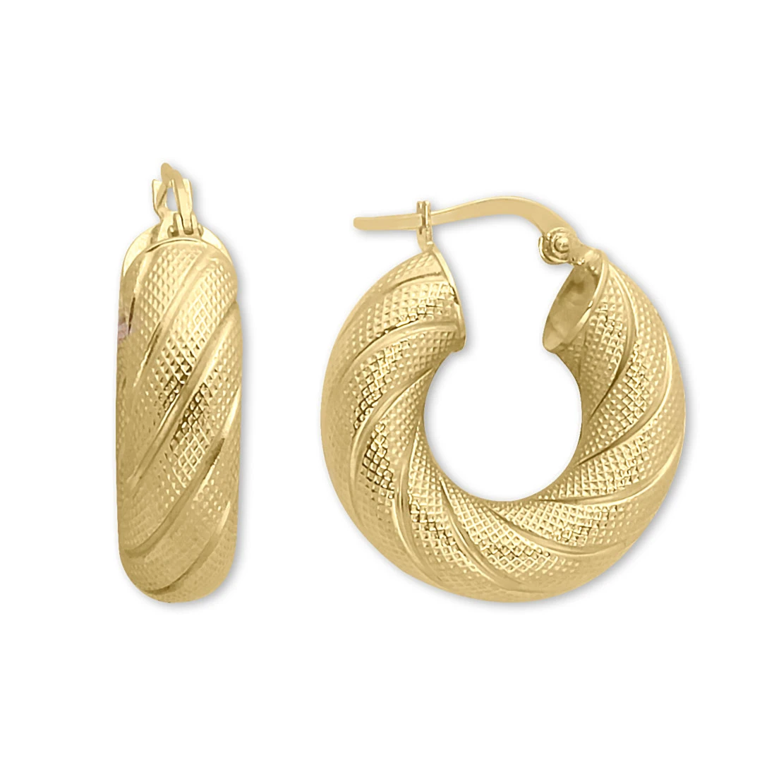 2 Cm Kalın Burgu Altın Halka Küpe (KP0206)