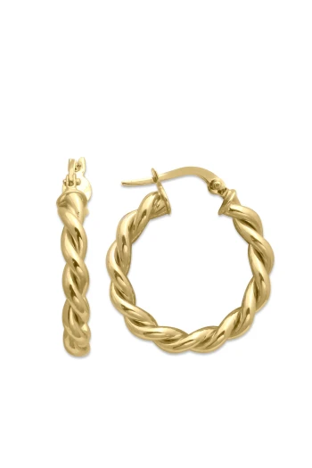 2.2 Cm Çift Burgu Altın Halka Küpe