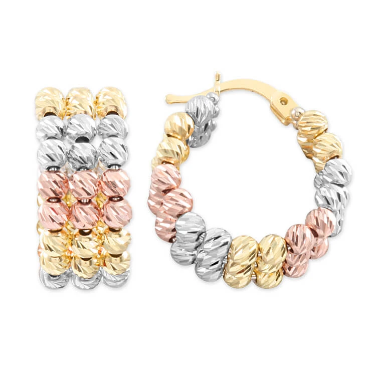 2.2 Cm Üç Sıralı Renkli 14 Ayar Halka Küpe (KP0005)