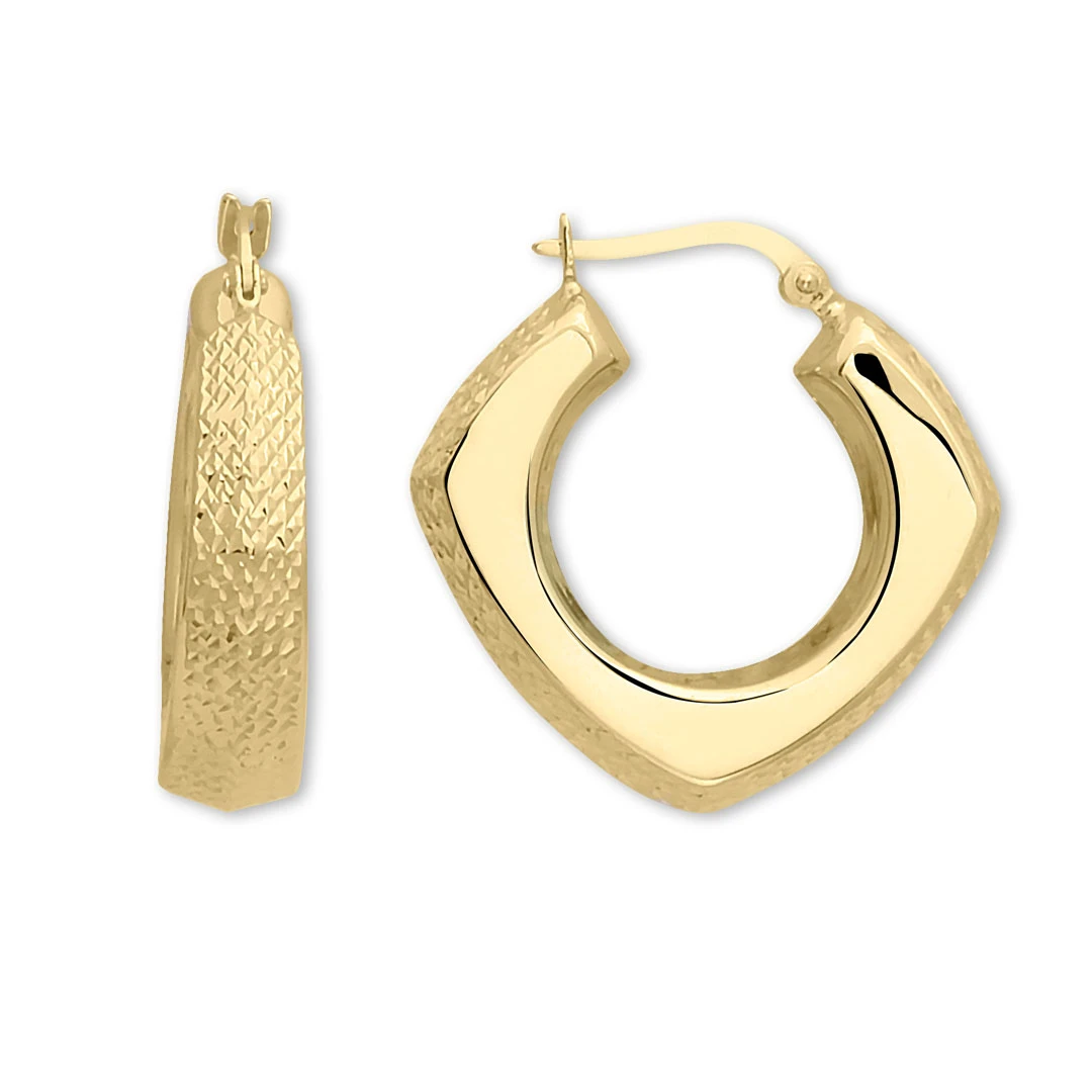 2.5 Cm Altın Kalem İşlemeli Halka Küpe (KP0224)