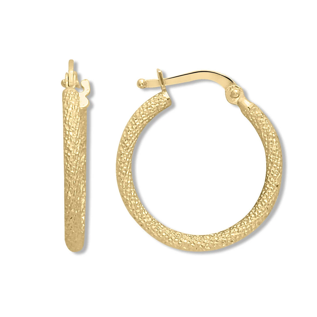 2.5 Cm Altın Kalem İşlemeli Halka Küpe (KP0296)