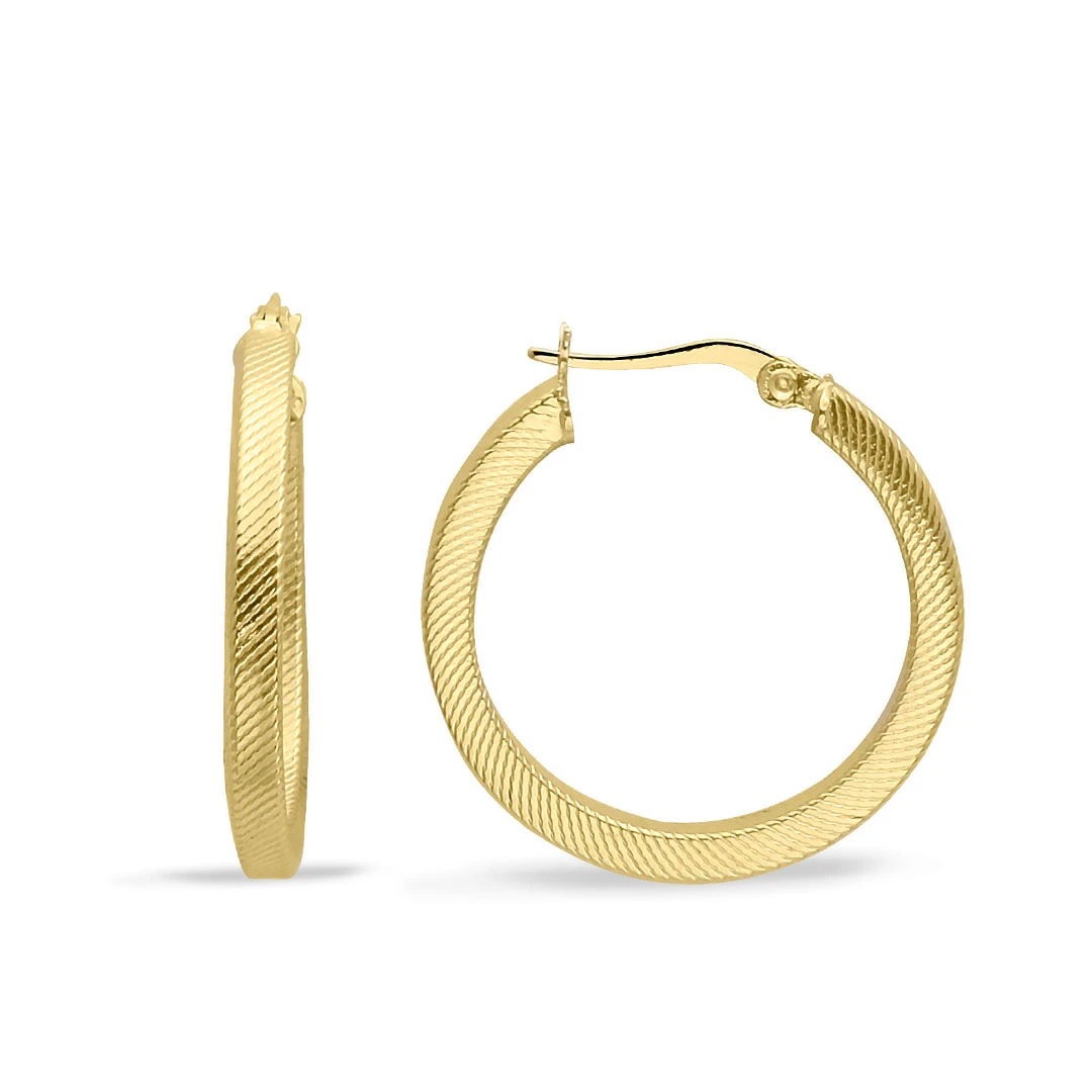 2.5 Cm İşlemeli Altın Halka Küpe (KP0156)