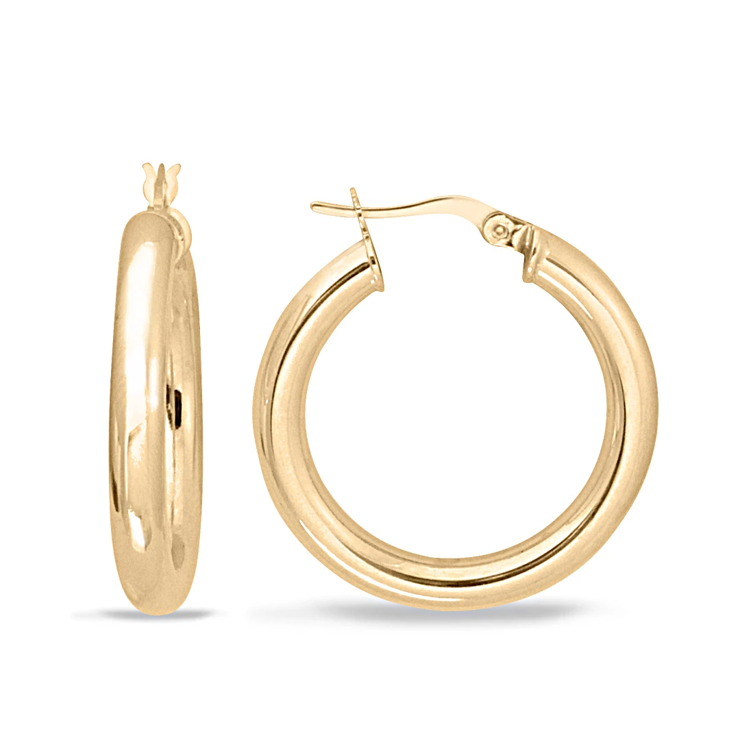 2.5 Cm Kalın Bombeli Altın Halka Küpe (KP0050)