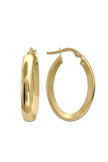 2.5 Cm Oval Model Altın Halka Küpe