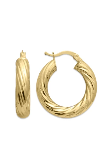 2.5 Cm Yol Burgu Bombeli Altın Halka Küpe