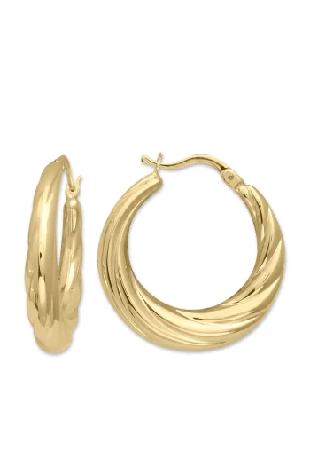 3 Cm Altın Burgu Geçişli Halka Küpe