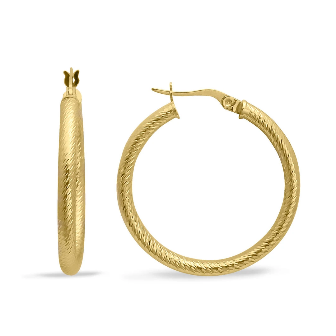 3 Cm Altın Kalemli Halka Küpe (KP0173)