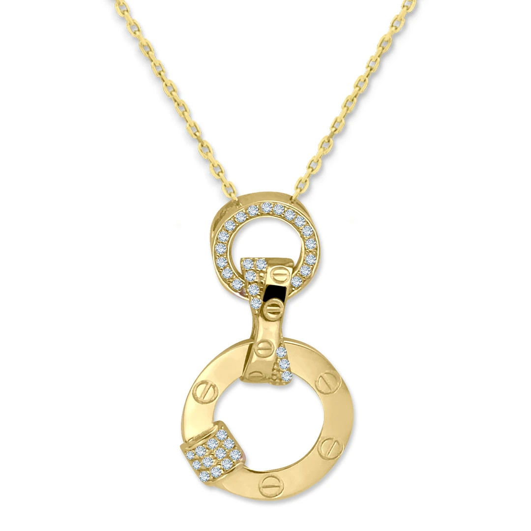 3 Cm Altın Kendinden Zincirli Tasarım Kolye (KLY0602)