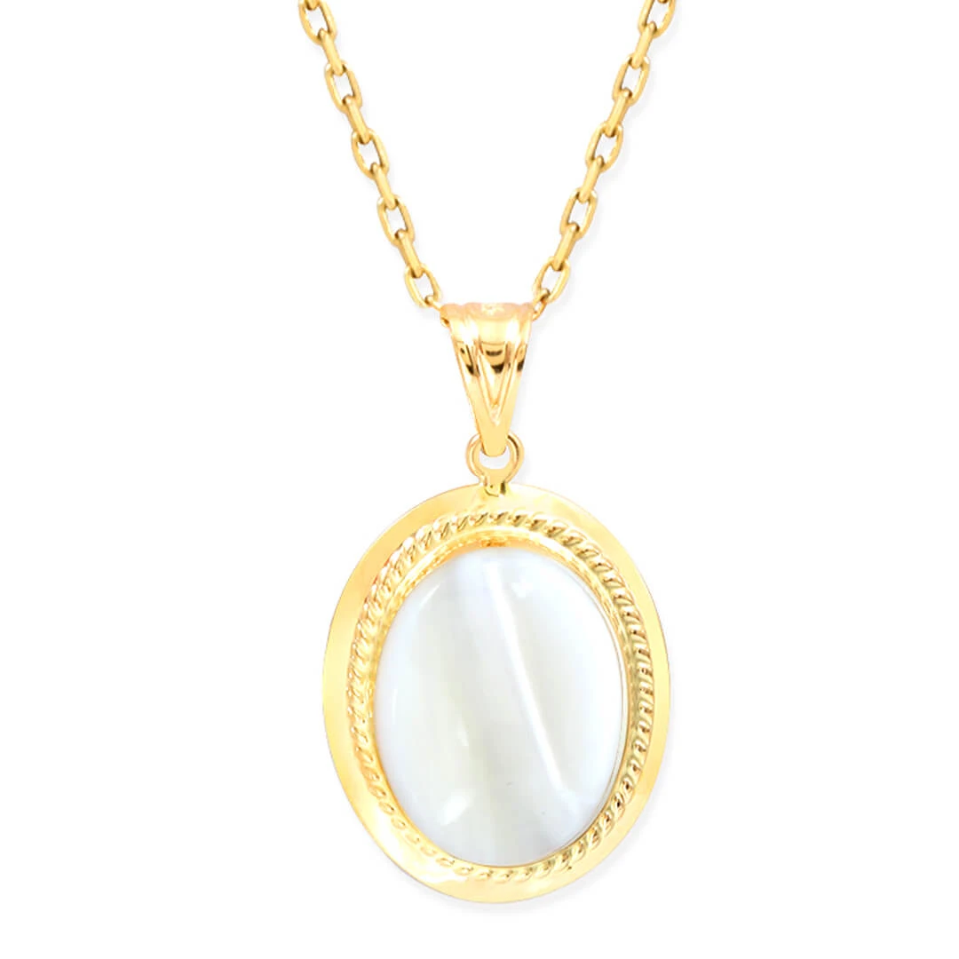 3 Cm Altın Nostalji Ay Taşı Kolye (KLY0131)