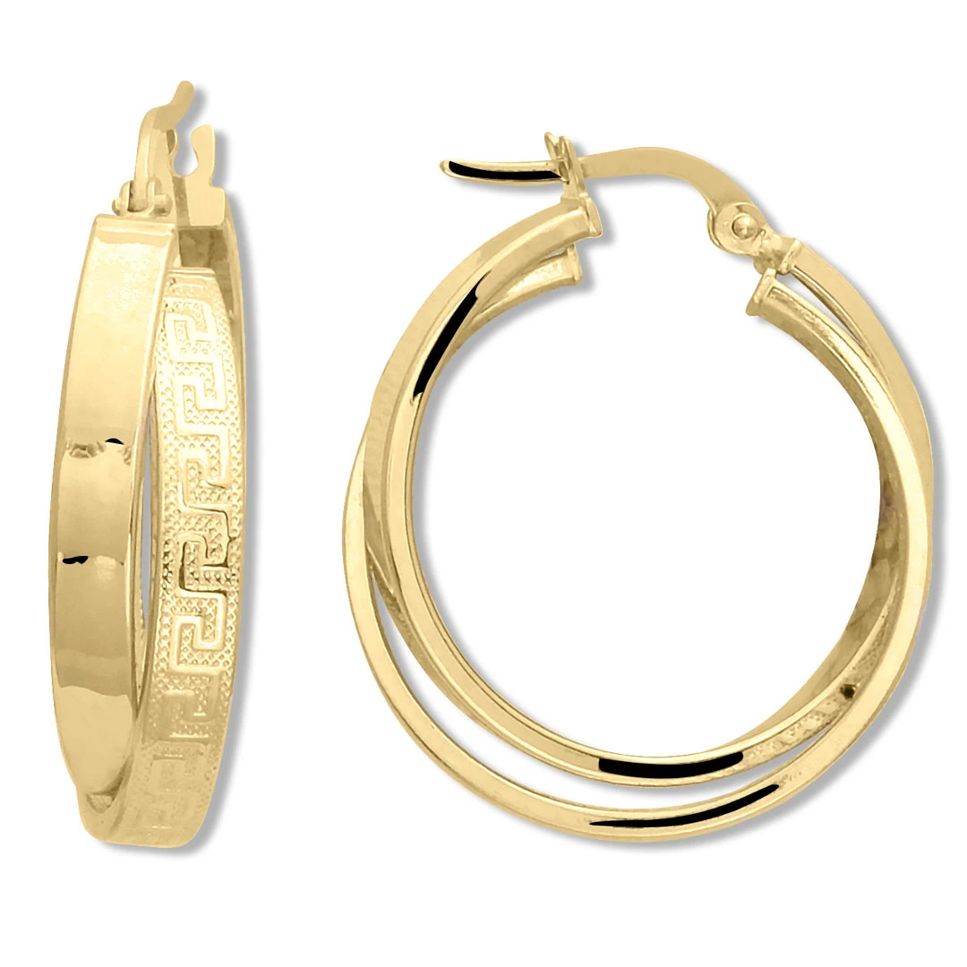 3 Cm Altın Sarmal Pana Desenli Halka Küpe (KP0307)