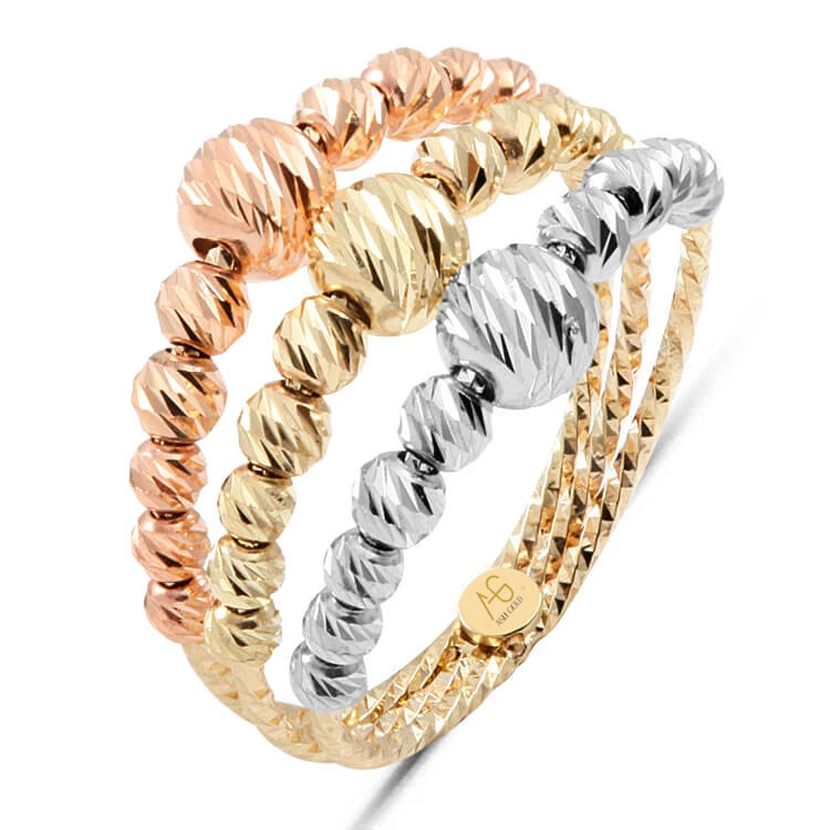 3 Renkli Süzme Altın Dorika Yüzük (YZK0083)