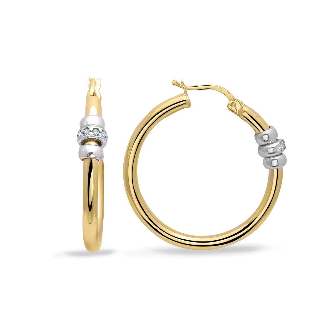 3.2 Cm Taş Detaylı Altın Halka Küpe (KP0155)