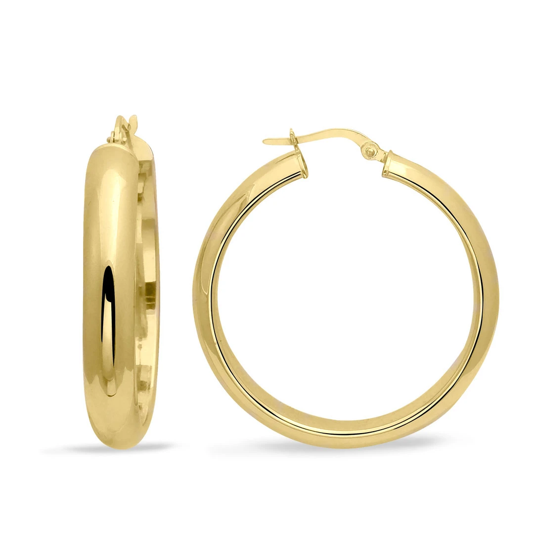 3.5 Cm Bombeli Geniş Düz Halka Küpe (KP0174)