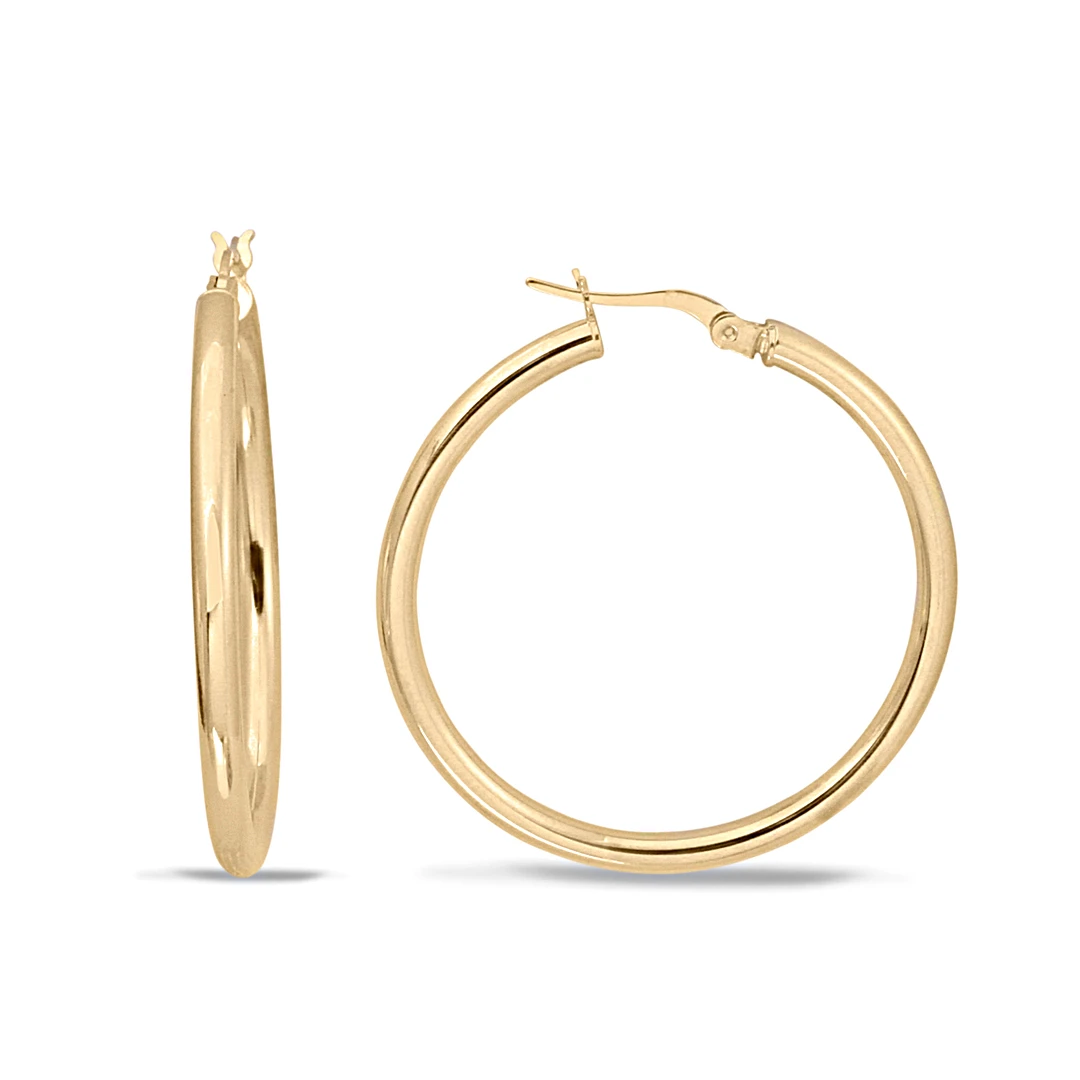 3.5 Cm Düz Altın Halka Küpe (KP0048)