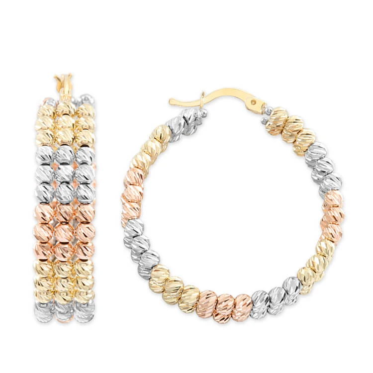 3.7 Cm Büyük Boy 3 Sıralı Altın Halka Küpe (KP0004)