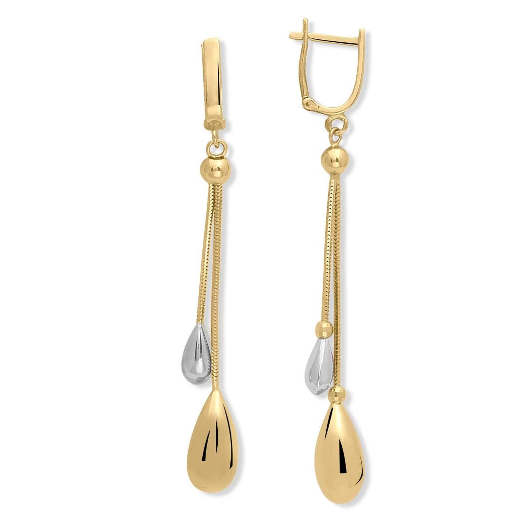 6 Cm Sallantılı Drop Toplu Altın Küpe (KP0212)