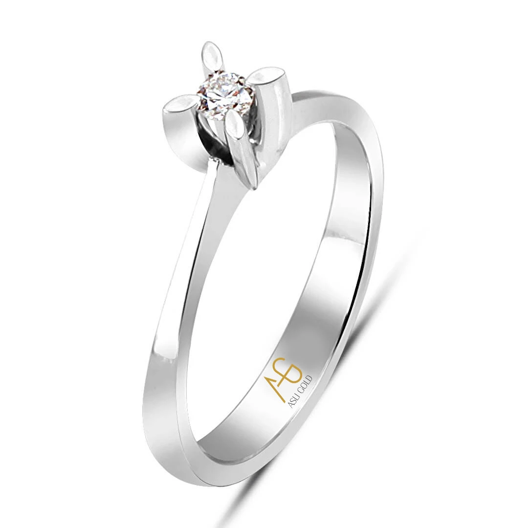 Altın 14 Ayar 0.08 Ct Pırlanta Tektaş Yüzük (SPR0035254)