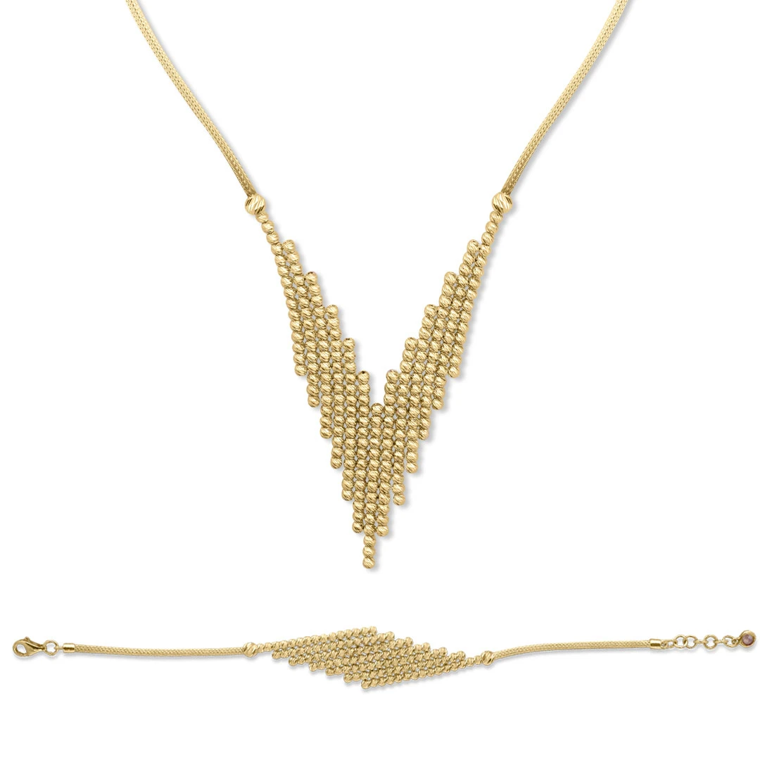 Altın 14 Ayar Asimetrik Dizili Takı Seti (SET0037)