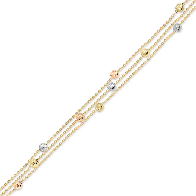 Altın 4Mm Toplu  Zincirli Dorika Bileklik (BLK0023)