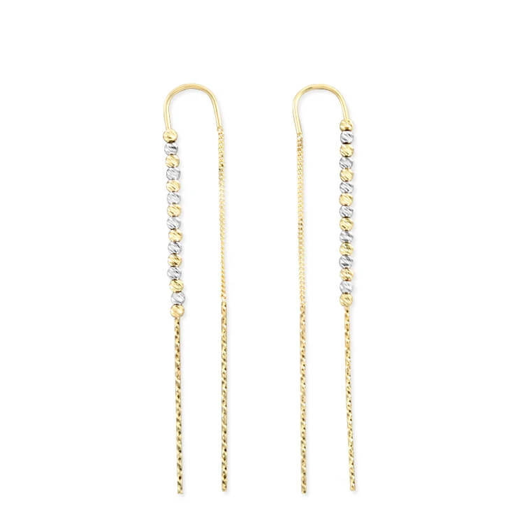 Altın 7 Cm Boyunda Sallantılı Toplu Küpe (KP0136)