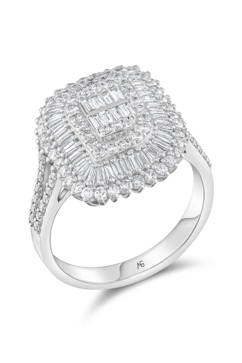 Altın Asimetrik Model Baget Taşlı Pırlanta Yüzük