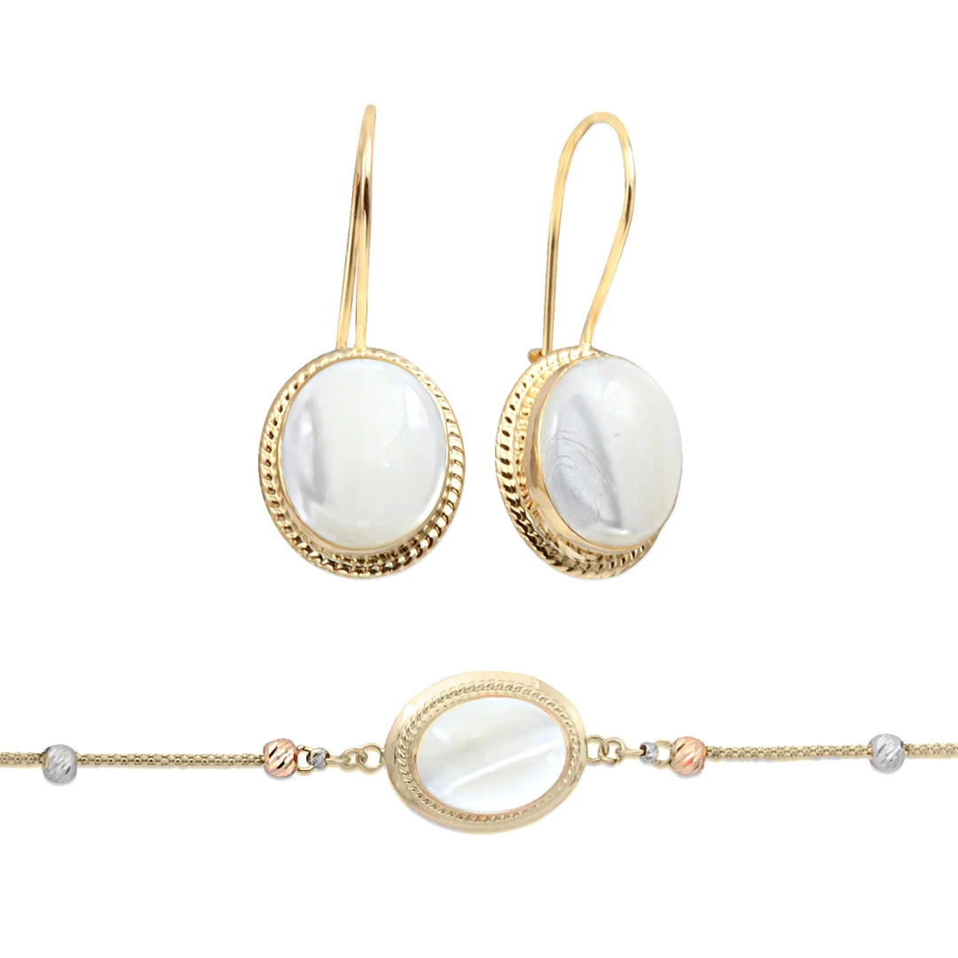 Altın Ay Taşı Küpe Bileklik Takım (TKM0038)