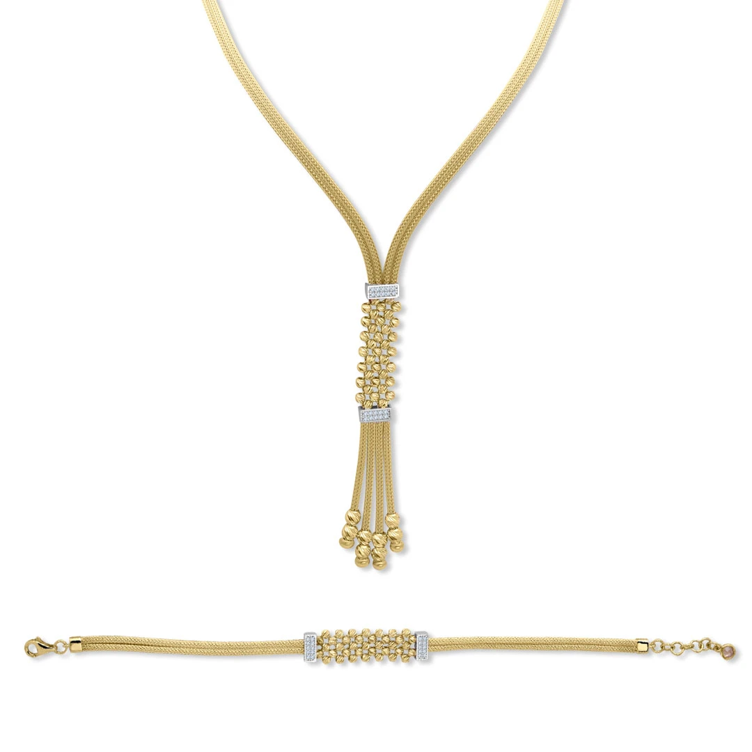 Altın Az Taşlı Gerdanlık Bileklik Takım (SET0038)