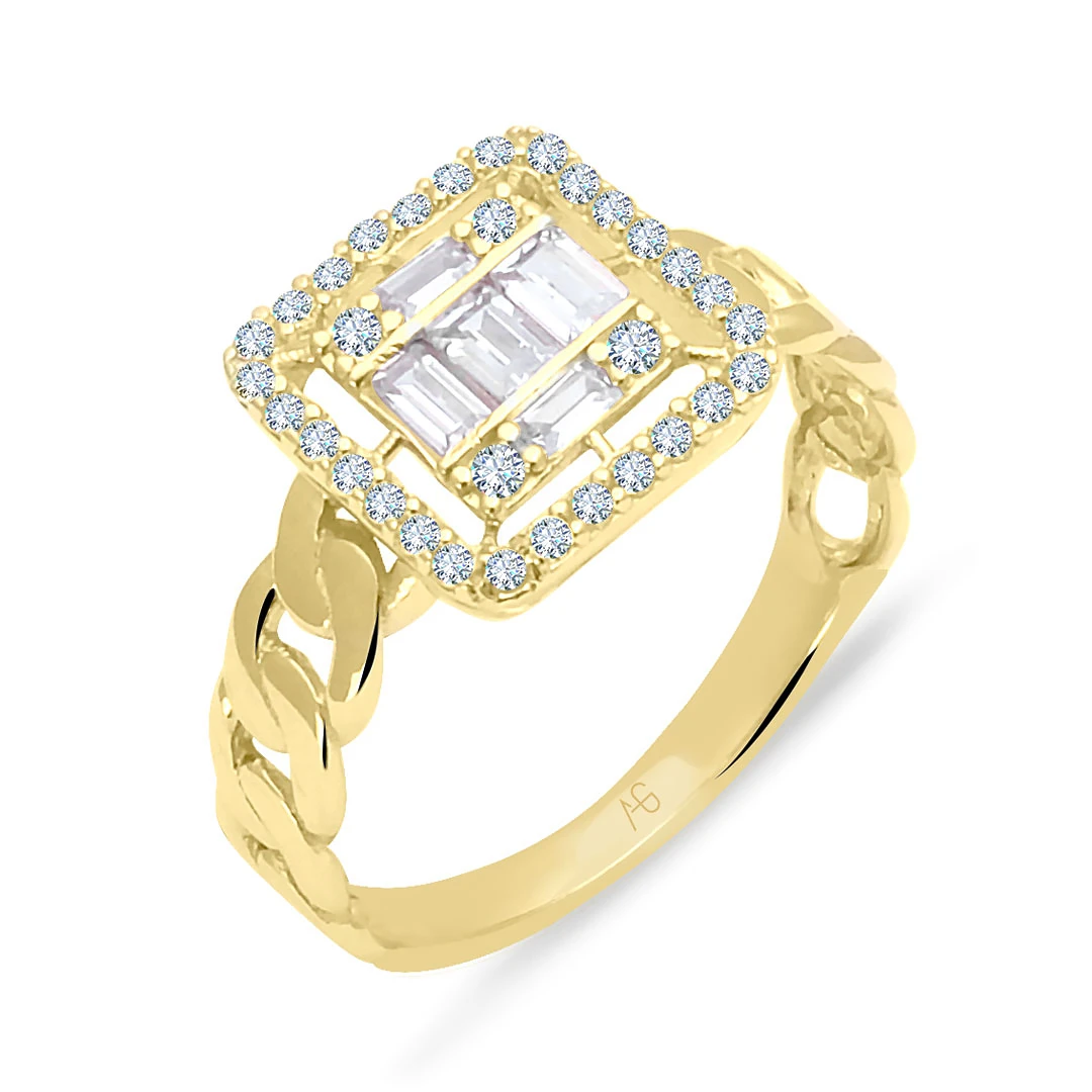 Altın Baget Taşlı Fantazi Yüzük (YZK0229)