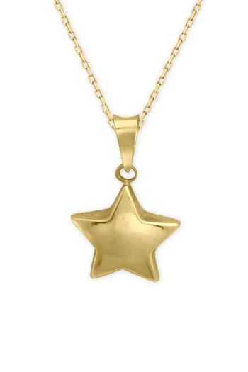 Altın Bombeli Yıldız Kolye