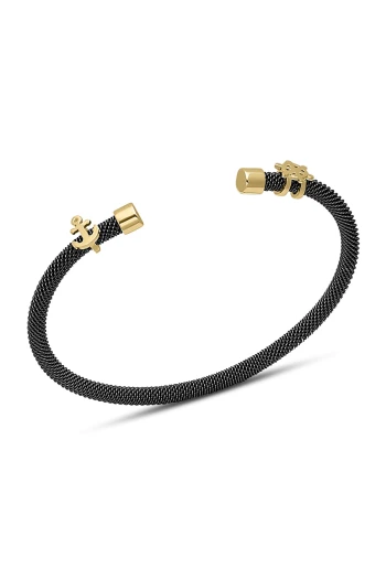 Altın Çapa Ve Dümen Detaylı Çelik Erkek Bilezik